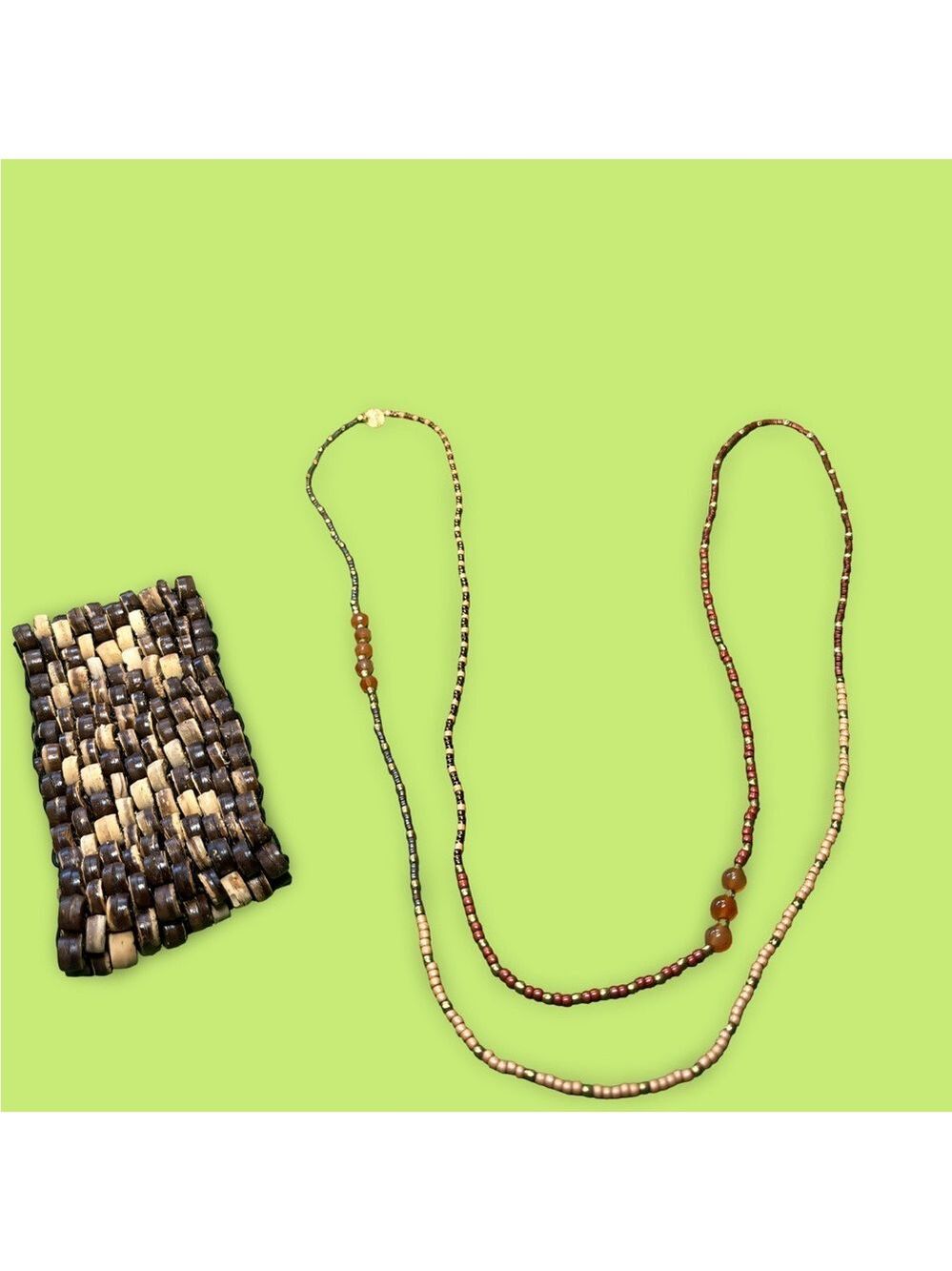 Handcrafted Beaded Necklace by Allen Schwartz ABS and a beaded Bracelet Set